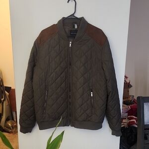 Sean John Quilted Bomber Jacket - Olive and Brown NO refund
